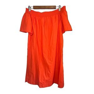 J Crew Size 4 Orange Cotton Off the Shoulder Short Sleeve.  Hits above the knee